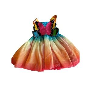 Kids Butterfly‎ Rainbow Ombre Tulle Dress Costume Wings Party Occasion 2T 3T